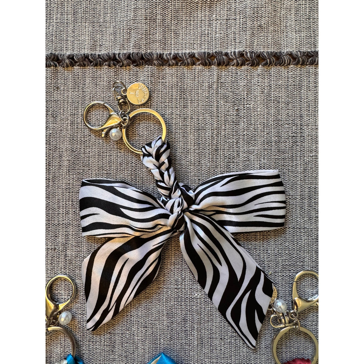 3 Bow Bag Charms Floral Purse Charm Colorful Bows Keychain Purse Accessory