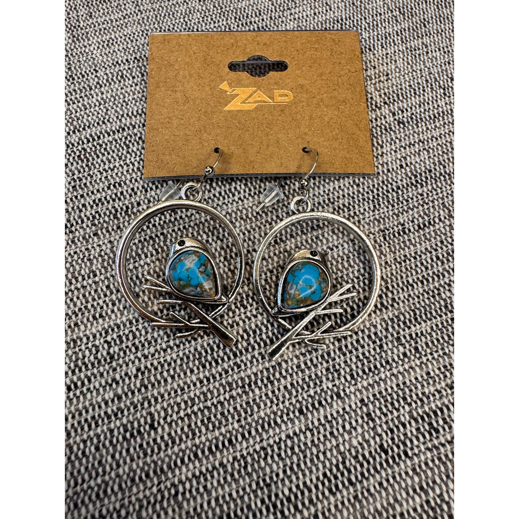 Bird Earrings Silver blue earrings Cute Songbird Earrings