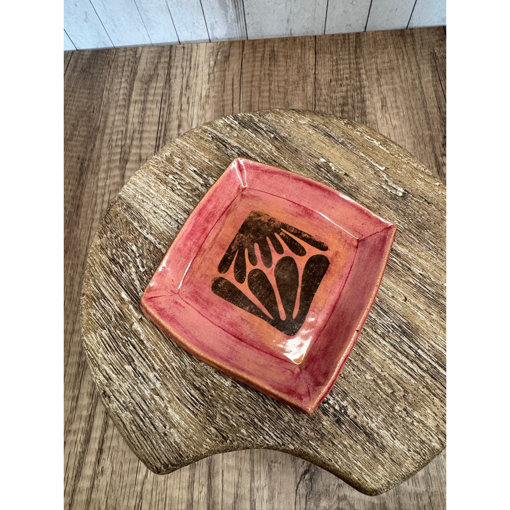 Pottery Trinket Dish Bowl Jewelry Holder Red Pink Gift for Her Trinket Tray