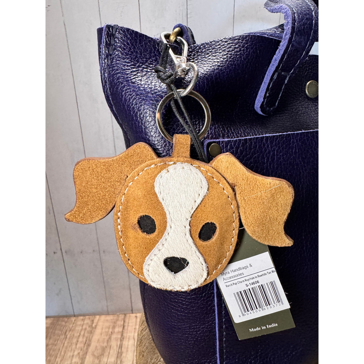 Cute Brown Dog Purse Charm Dog Lover Genuine Leather Bag Charm
