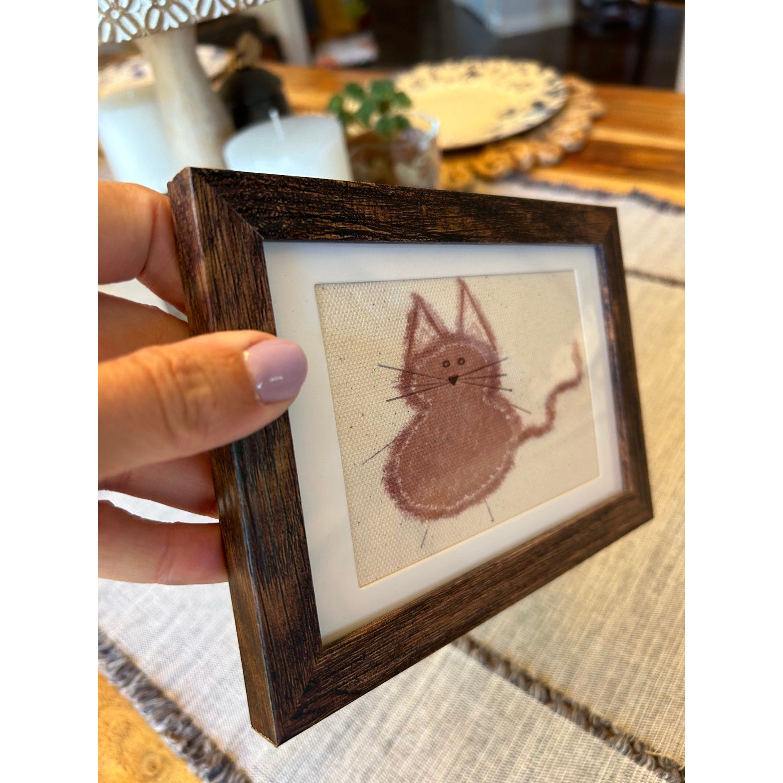 Brown Kitten Kitty Cat Mini Picture Frame Original Art 6 x 4 Cat Lover