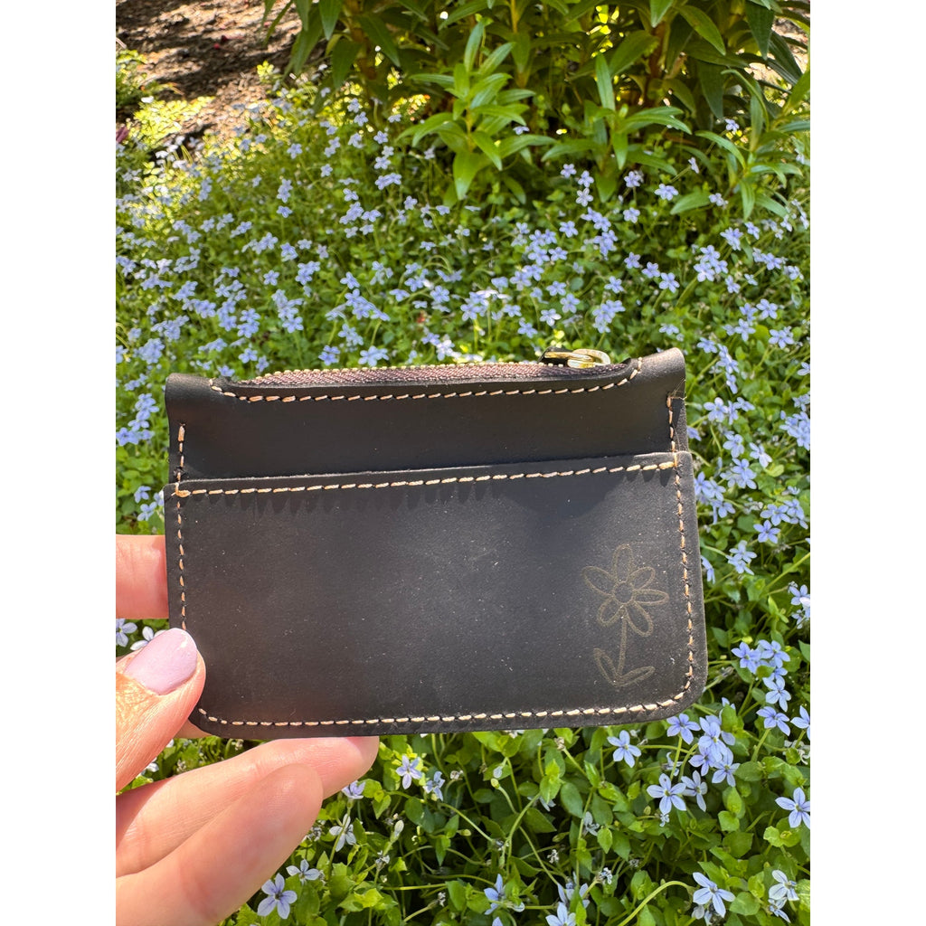 Genuine Leather Wallet BLACK Leather Credit Card Holder Black Leather Wallet