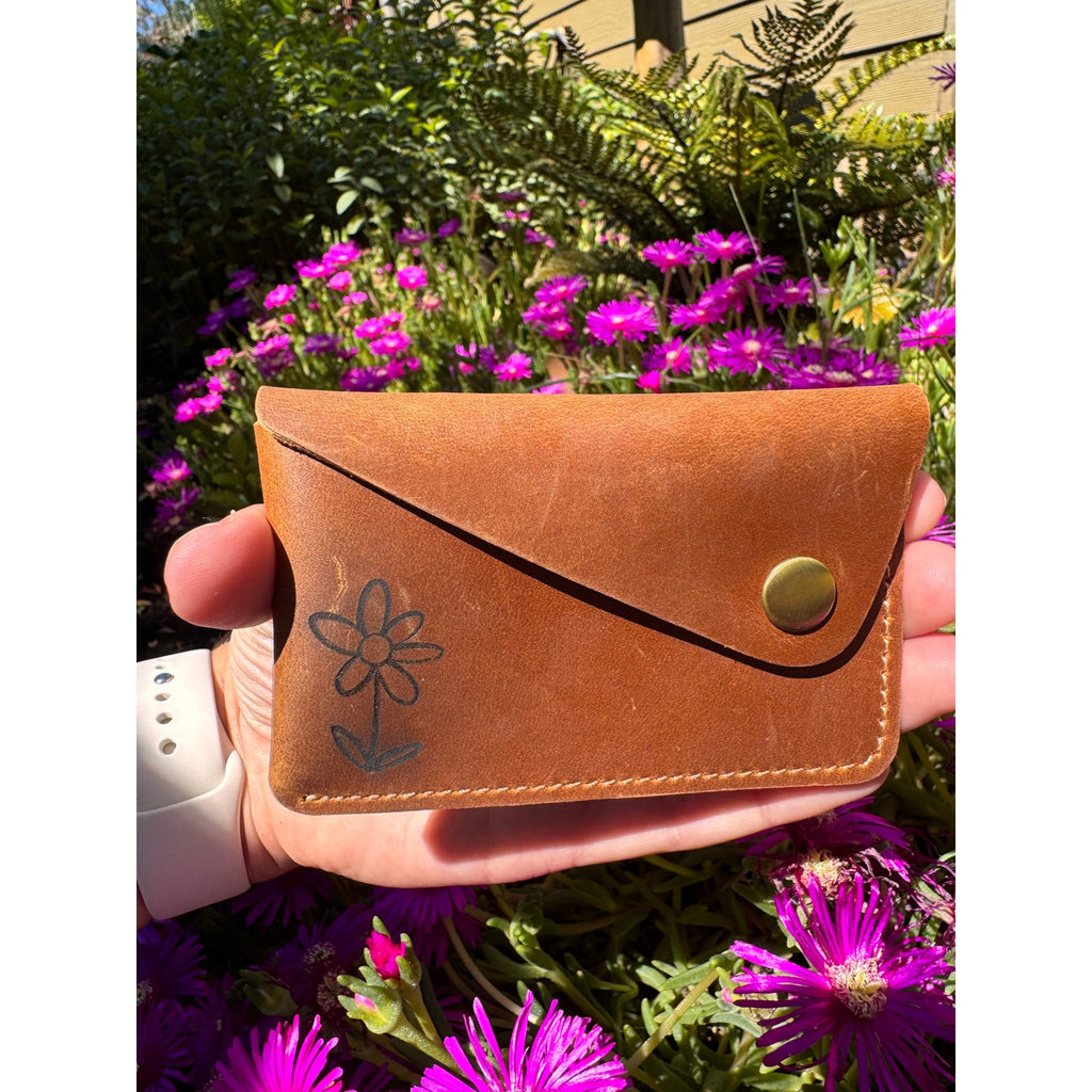 Genuine Leather Wallet  LIGHT BROWN Side Snap Credit Card Holder Wallet NEW