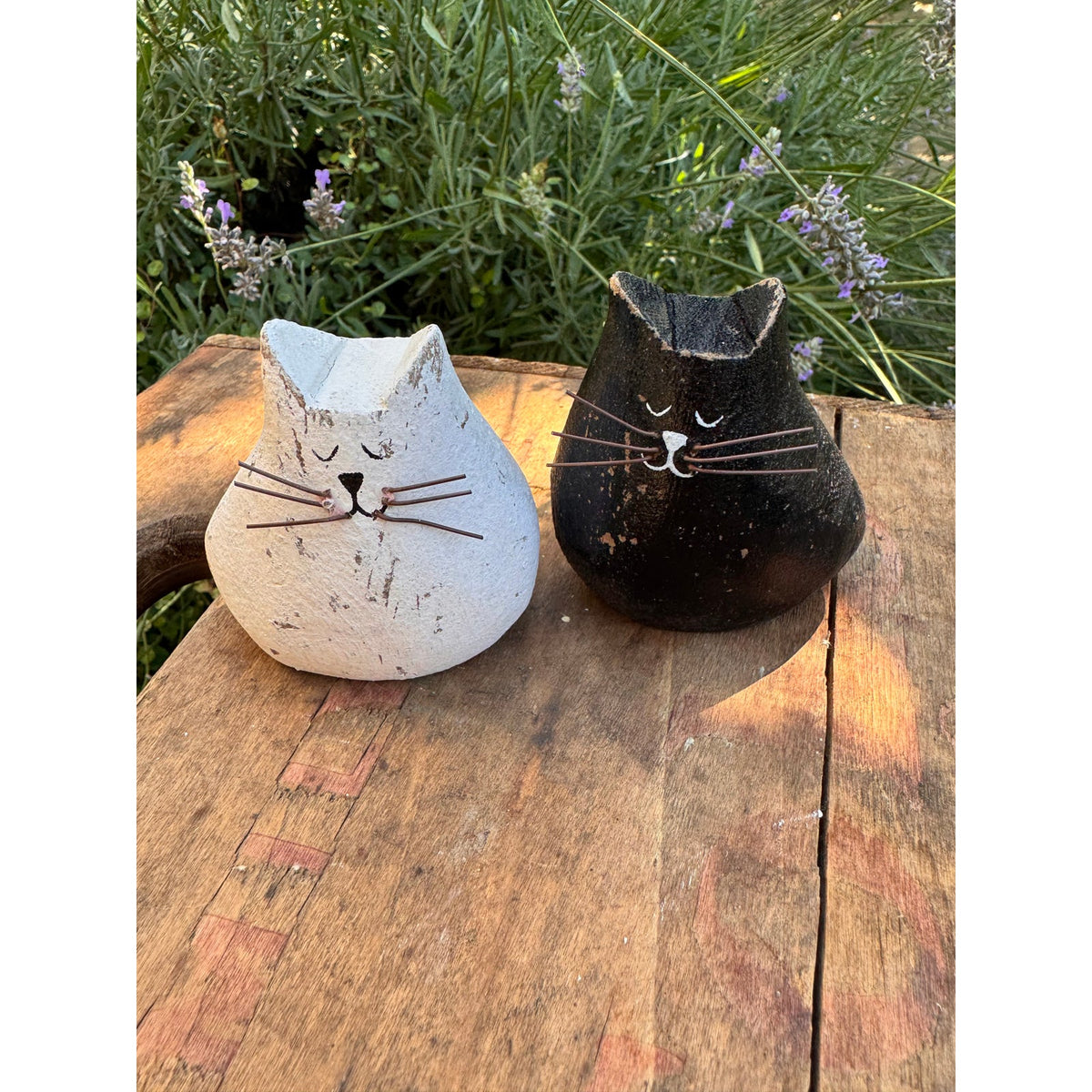 Rustic Mini Cat Set Wood Home Decor Cat Lover Gift FAST SHIP NEW 2.8 inch tall