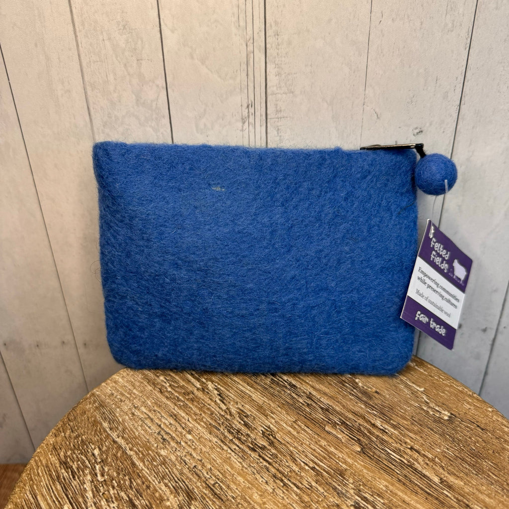 Felted Wool Blue Wallet Pouch Blue Heron Bird Lover Makeup Bag New FAST SHIP