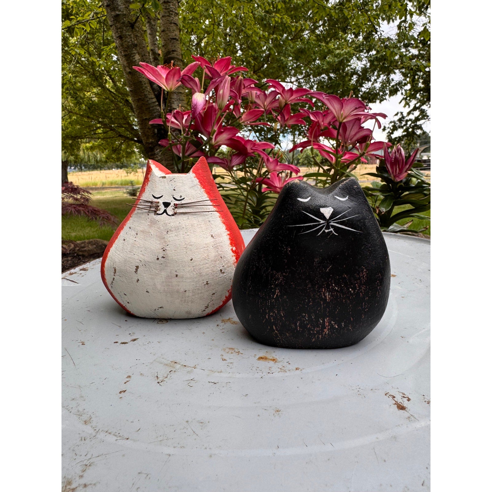 Cat Set of 2 Cats Orange Kitty Black Kitty Home Decor Cute Cat Lover