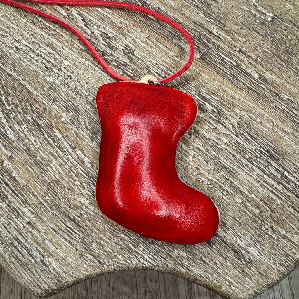 Christmas Stocking Purse Charm Genuine Leather Christmas Bag Charm Holiday Flair