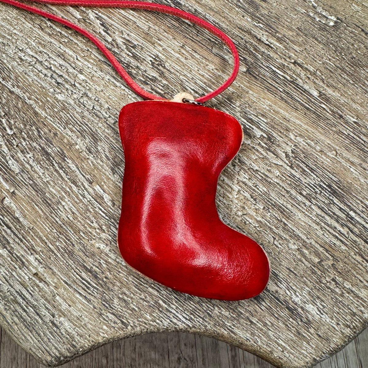 Christmas Stocking Purse Charm Genuine Leather Christmas Bag Charm Holiday Flair