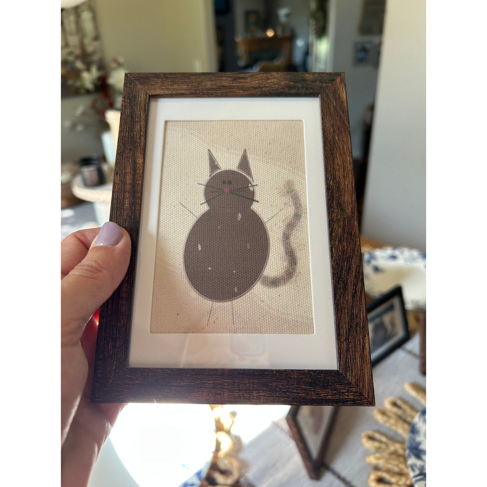Mini Kitty Cat Picture Frame 6 x 4 Original Art Desk Brownie Cat Lover Gift