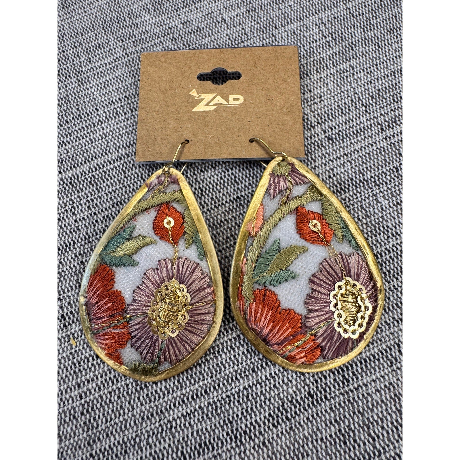 Embroidered Floral Earrings Colorful Flower Earrings West Hills Studio