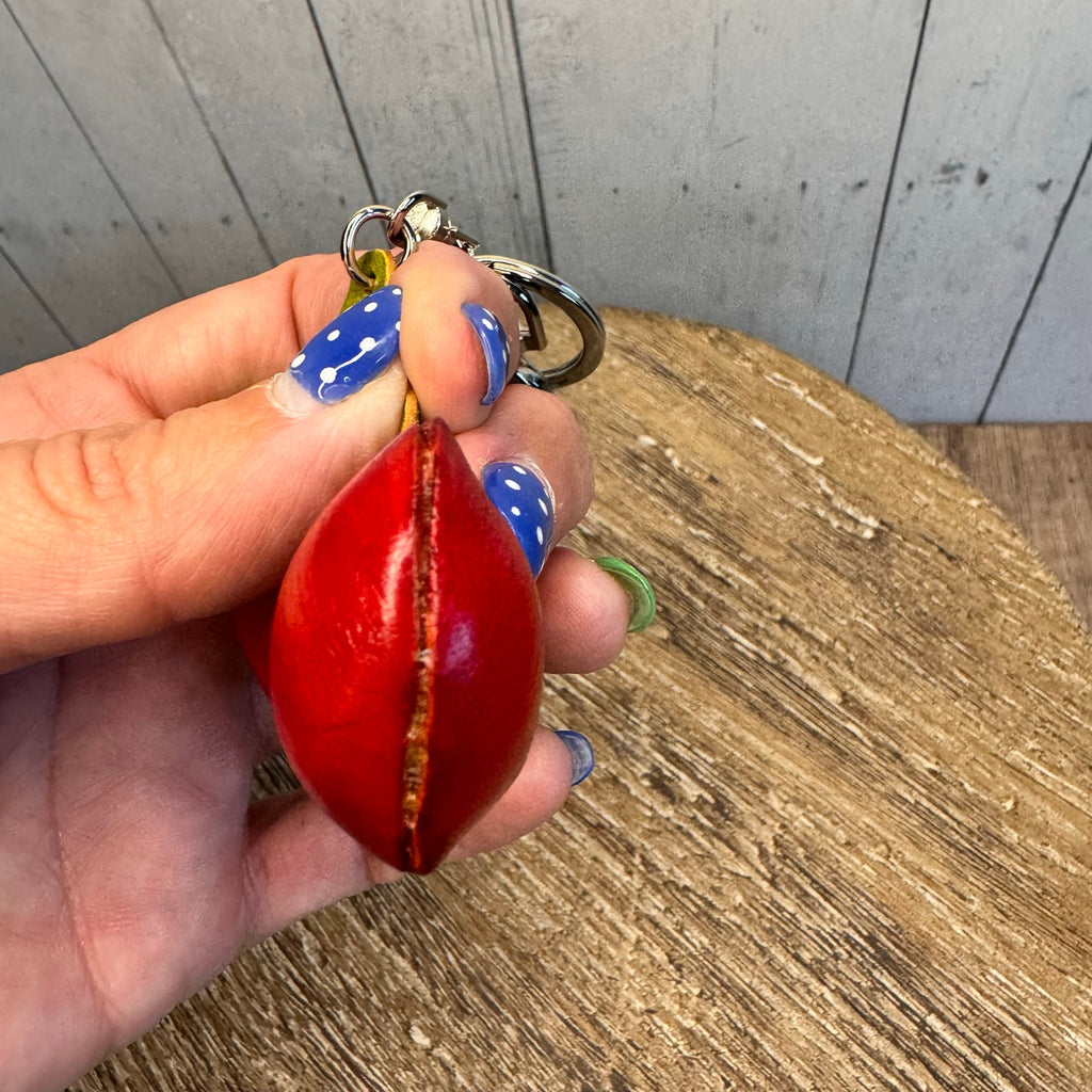 Genuine Leather Cherries Bag Charm Hand Painted Leather Cherry Keychain NEW!