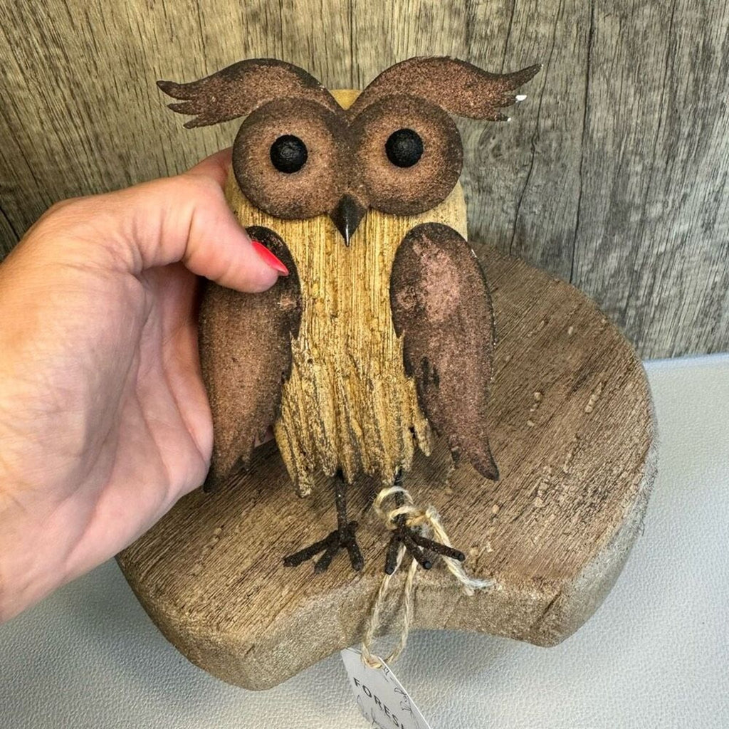 Rustic Wood Metal Owl Home Decor NEW FAST SHIP