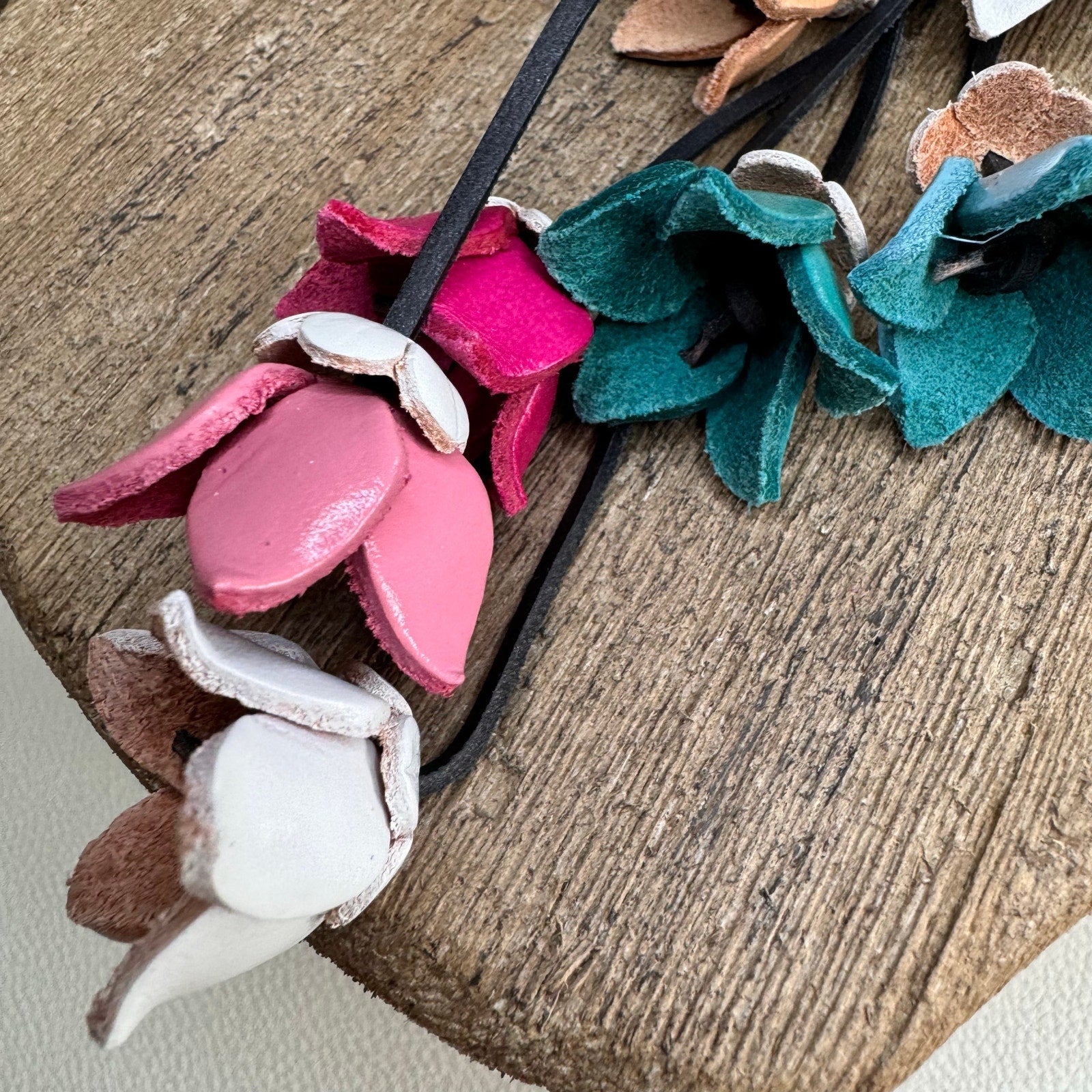 Leather Flower Purse Charm Genuine Leather Fall Daisy Bag Charm NEW FAST SHIP