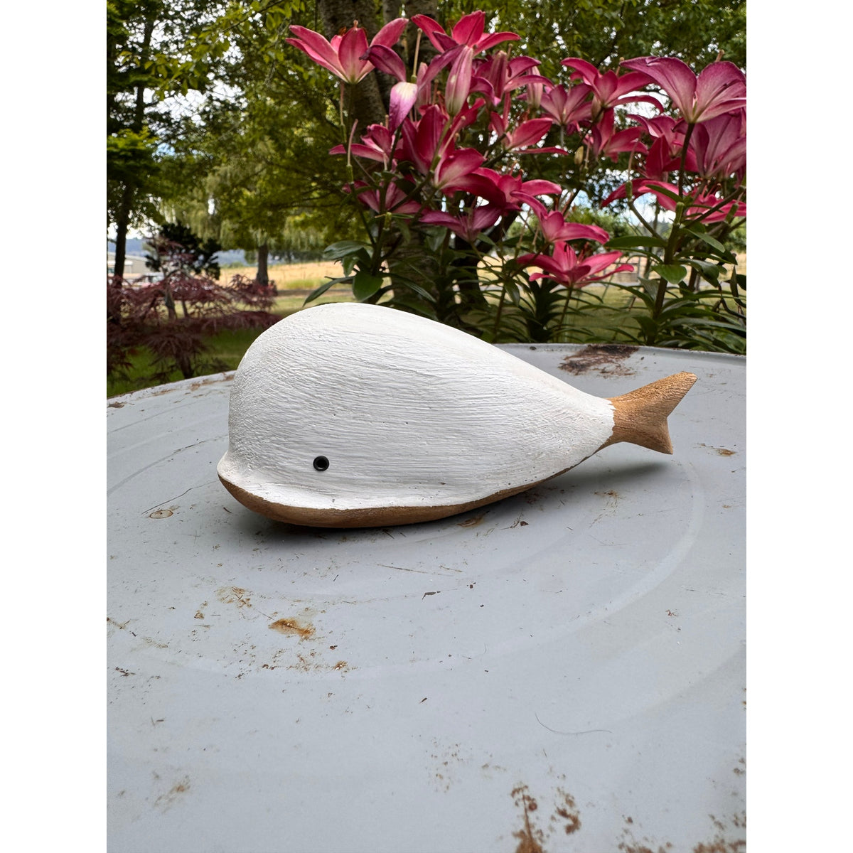 Rustic Mini White Whale Sitter Wood Home Decor Beach House FAST SHIP NEW