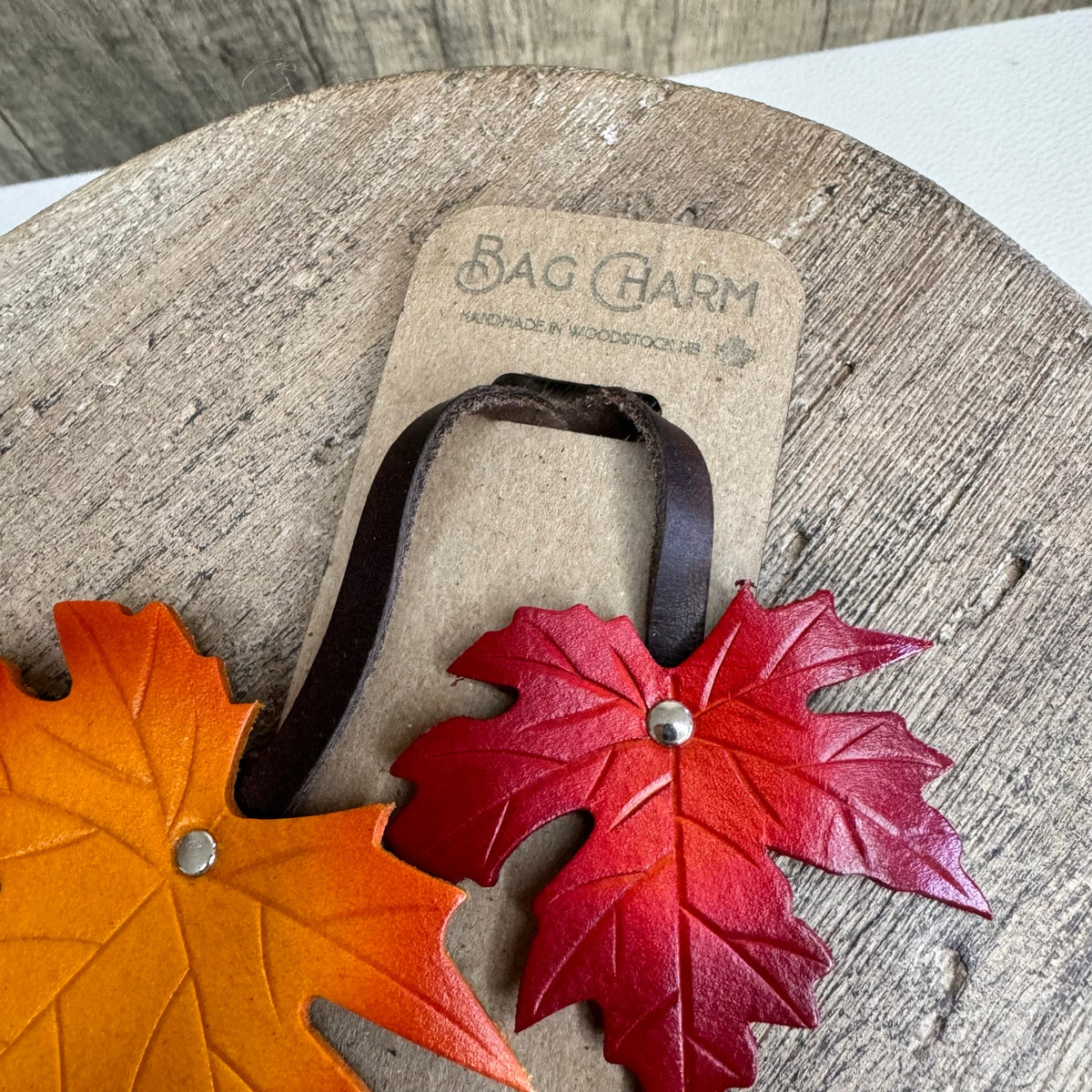 Leather Purse Charm Maple Leaf Bag Charm Genuine Leather Purse Keychain NEW