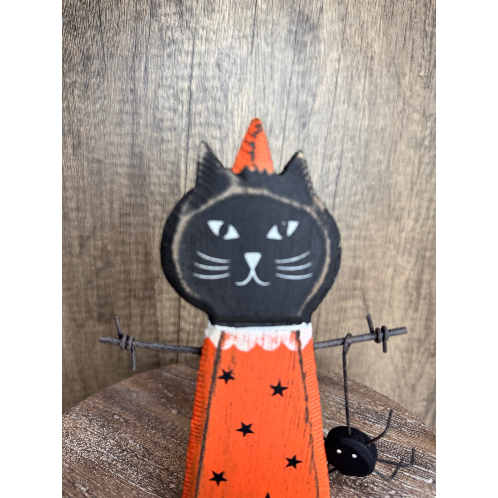 Rustic Halloween Home Decor Sitter Wood Black Cat Fall Autumn FAST SHIP NEW