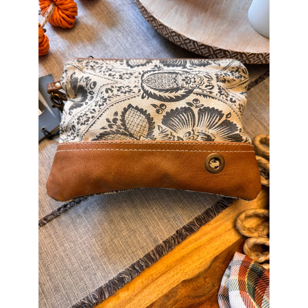 Canvas Clutch Brown Neutral Purse Wristlet Bag Boho Accessories Pouch 9 x 7