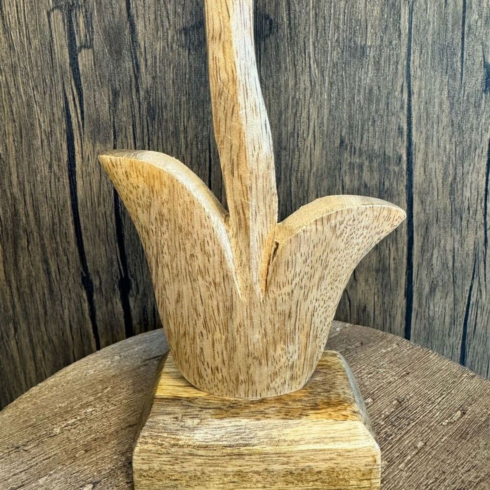 Home Decor Mango Wood Daisy Flower Sitter NEW FAST SHIP