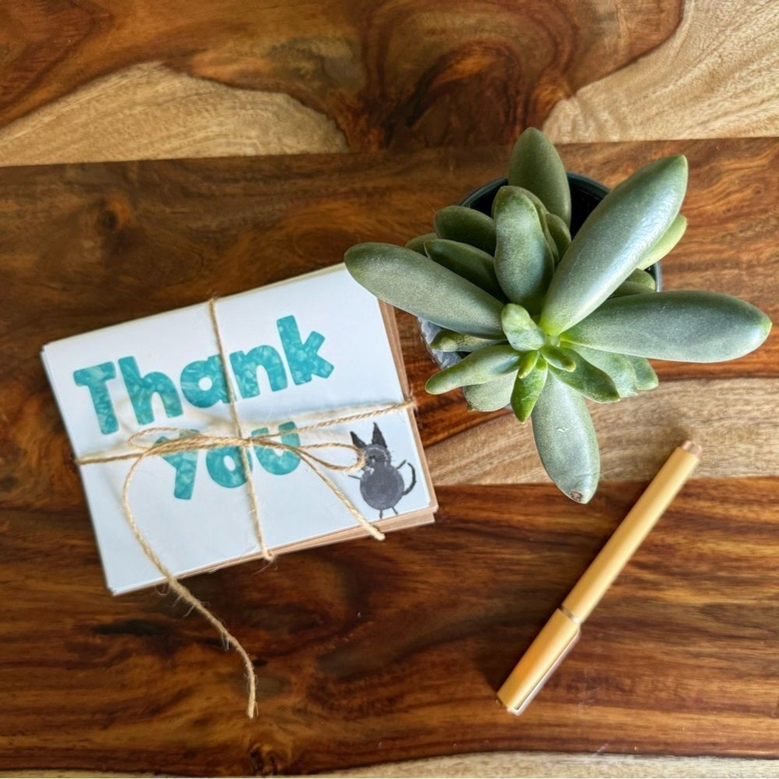 Thank You Cards Greeting Cards Blank Notes Gift Cat Lover Handcrafted Set of 6