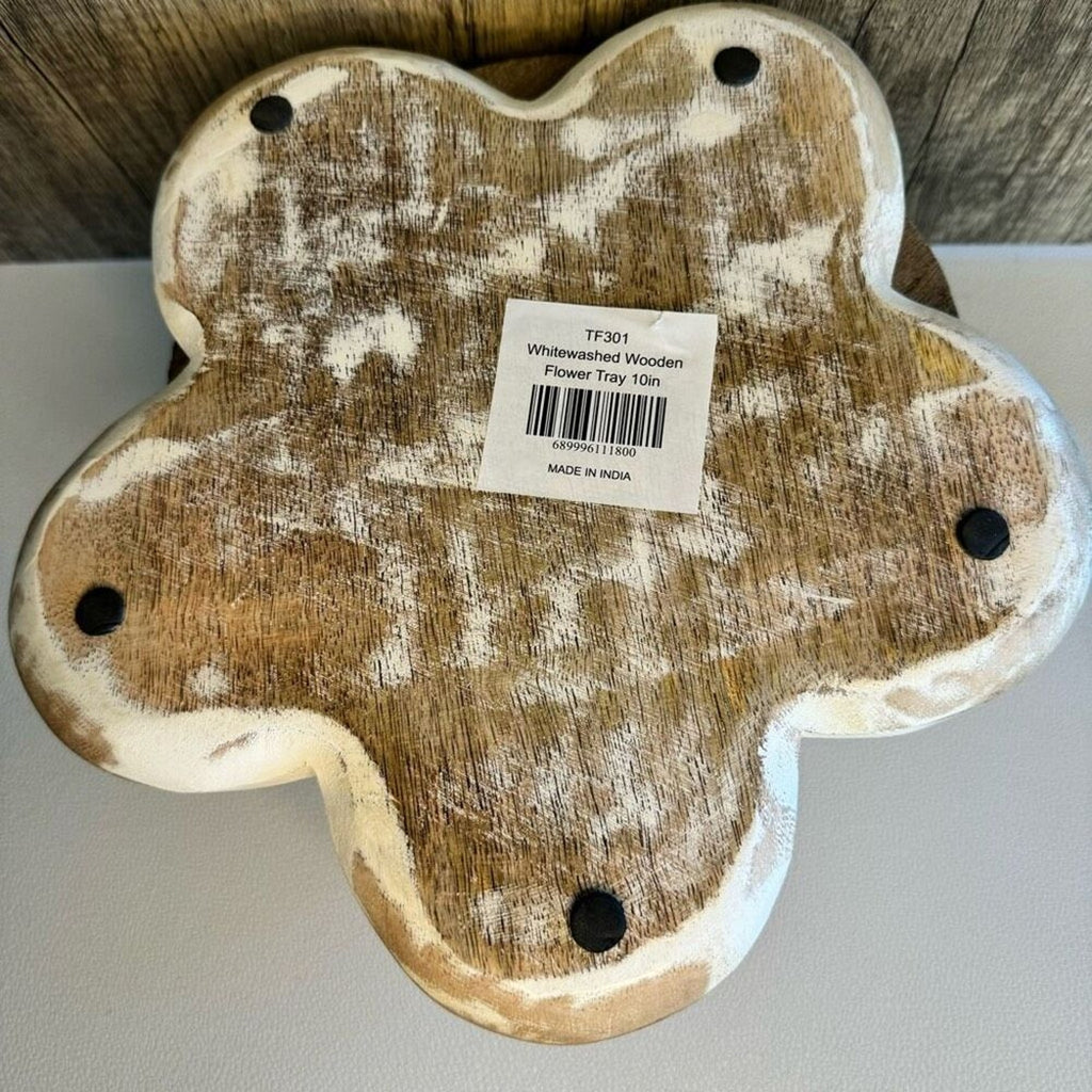 Rustic Flower Plate Whitewashed Decorative Bowl Farmhouse Design NEW FAST SHIP