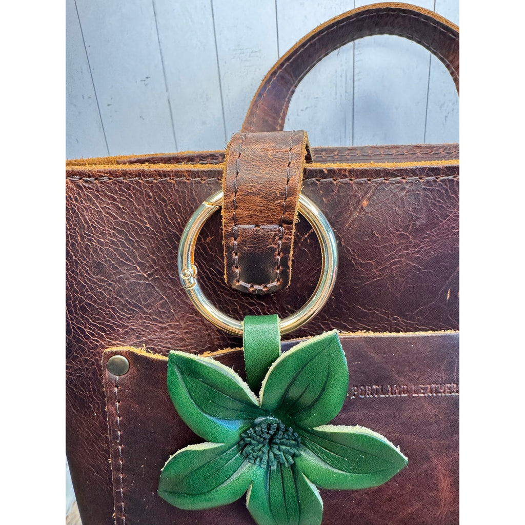 Green Flower Daisy Purse Charm Genuine Leather Flower Green Bag Charm NEW!