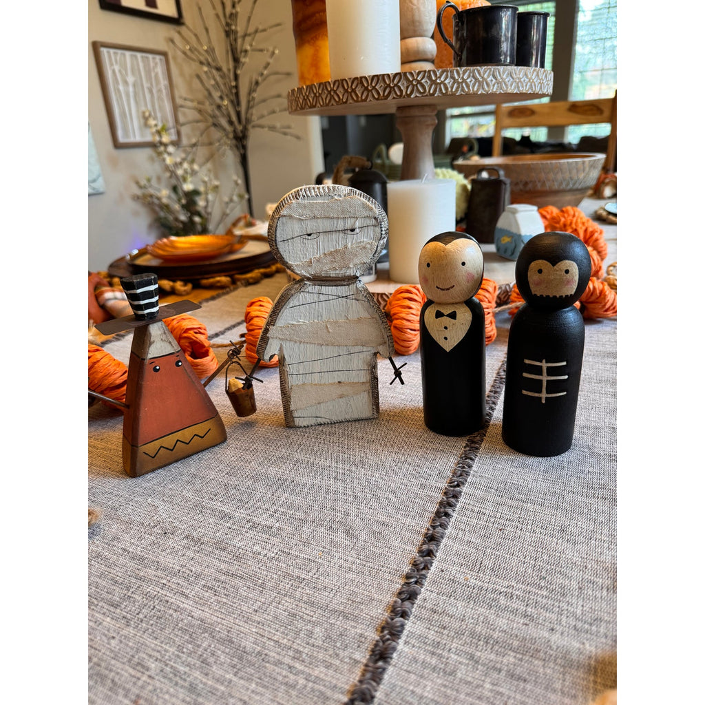 Set of 4 Fall Rustic Home Decor Wood Dracula Vampire Candy Corn Mummy NEW