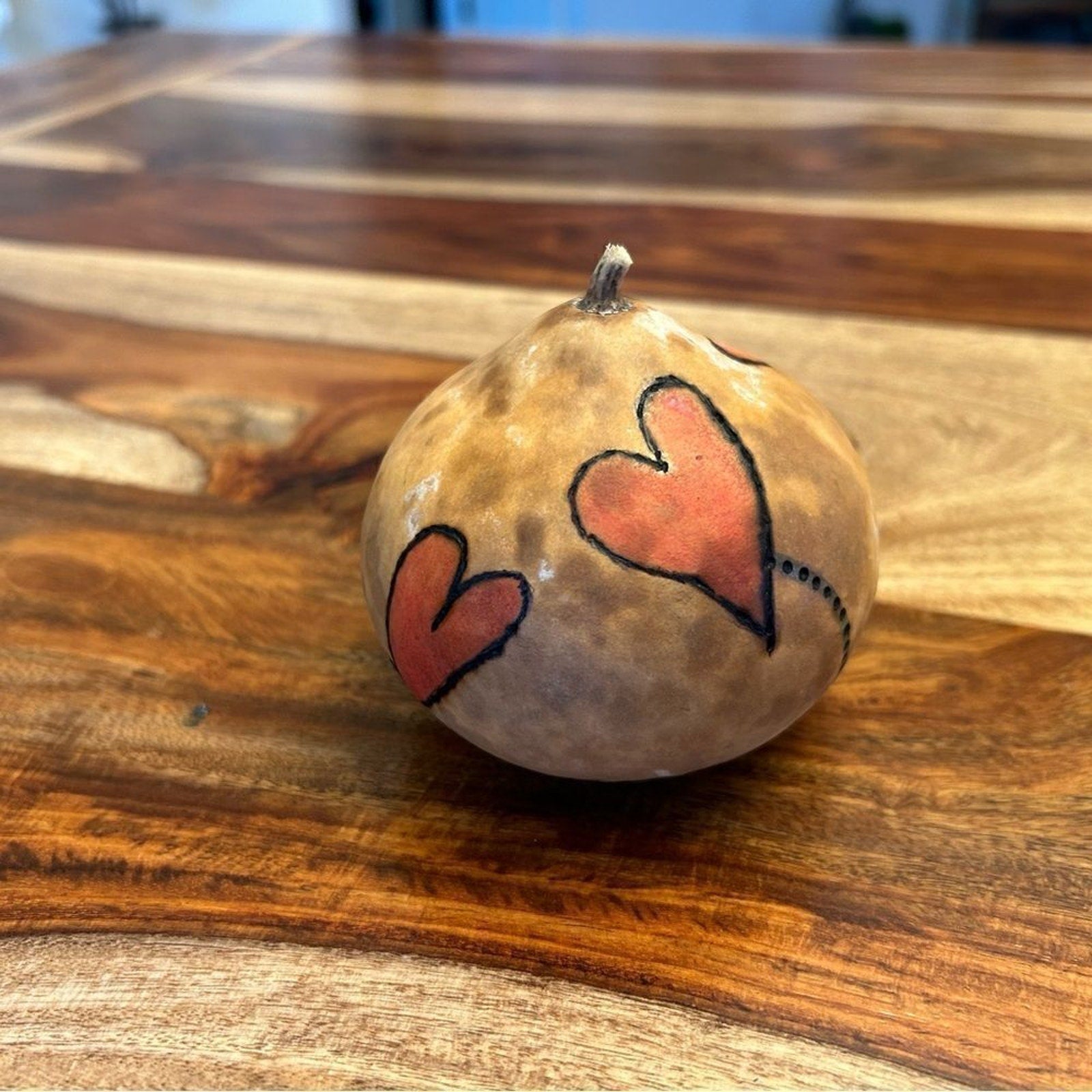 Gourd Home Decoration Custom Woodburning and Painted Gourd Boho… Pink Brown
