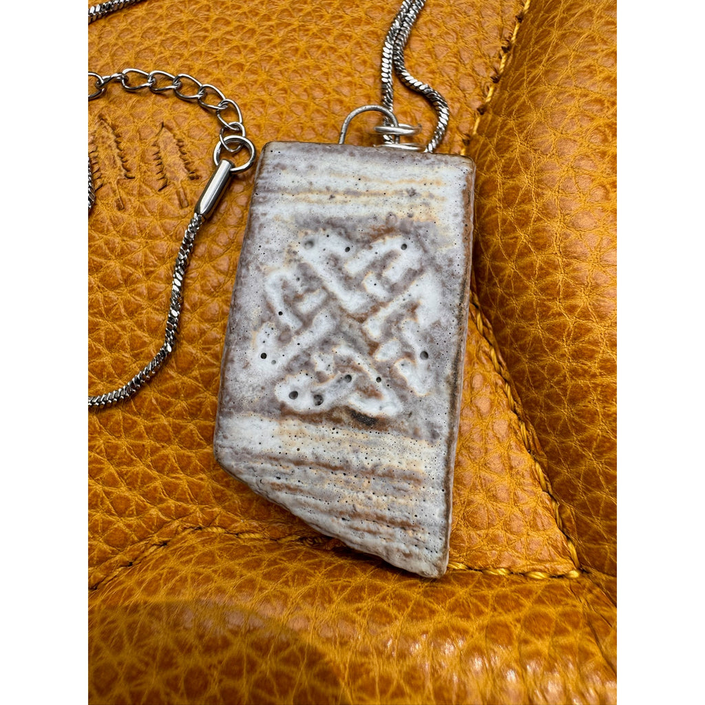 Ceramic Off White Pendant Necklace Handcrafted Jewelry Neutral Necklace