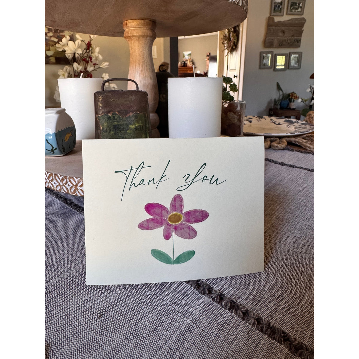 Cream Thank You Cards Flower Custom Thank You Notes Handcrafted Art