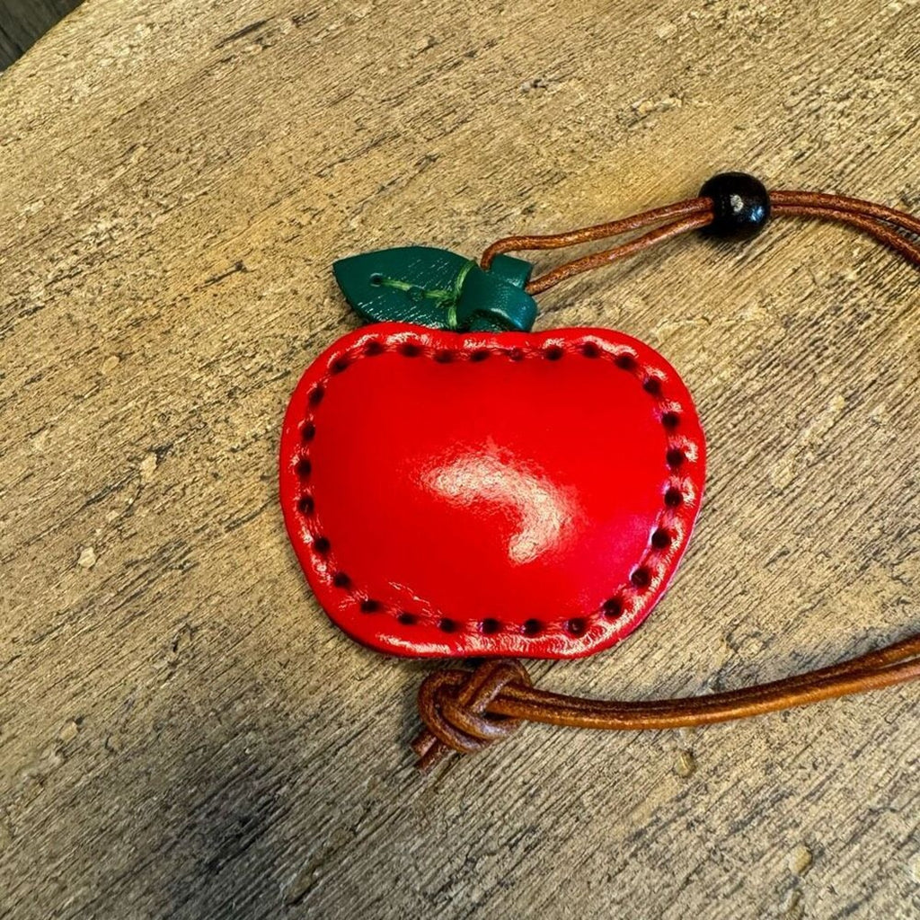 Genuine Leather APPLE Bag Charm Crossbody Purse Bag Flair Keychain NEW