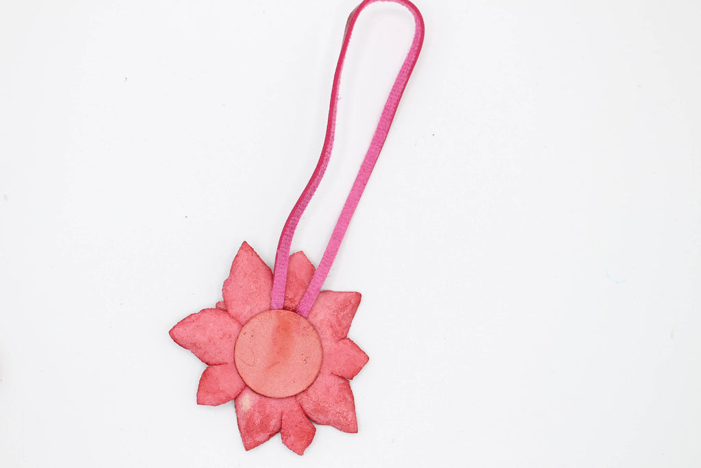 Genuine Leather Poinsettia Ornament Christmas Purse Charm