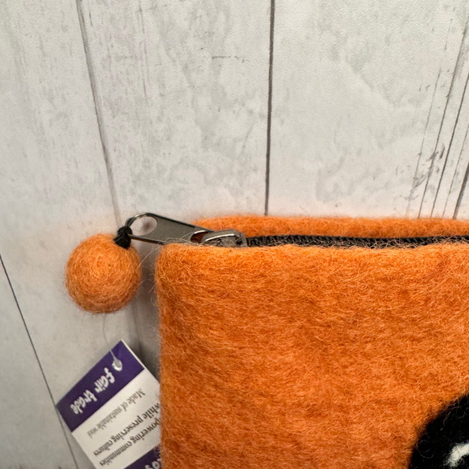 Felted Wool Brown Wallet Pouch Chickadee Bird Lover Makeup Bag New FAST SHIP