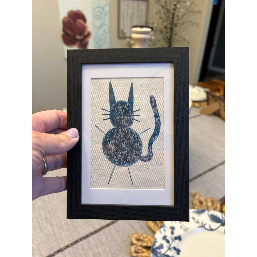 Kitty Cat Cat Mini Picture Frame Original Art Canvas Wall Art Decor Sassafras