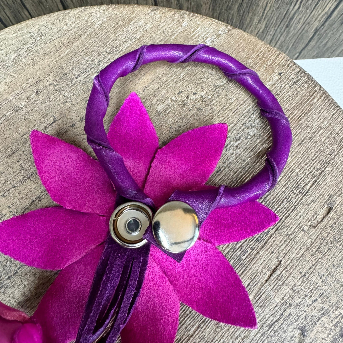 Leather Daisy Flower Purse Charm Genuine Leather Purse Hot Pink Bag Charm