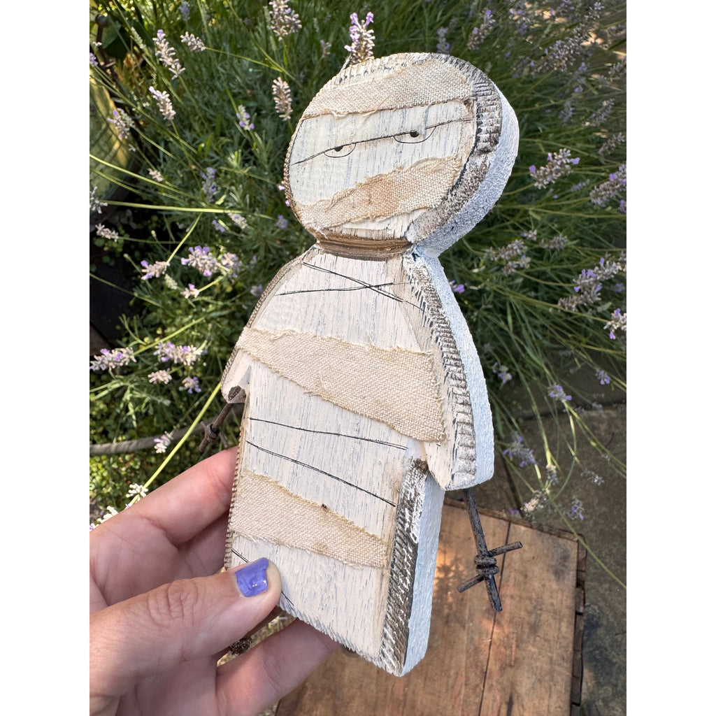 Rustic Halloween Home Decor Sitter Wood Mummy Fall Decoration FAST SHIP NEW