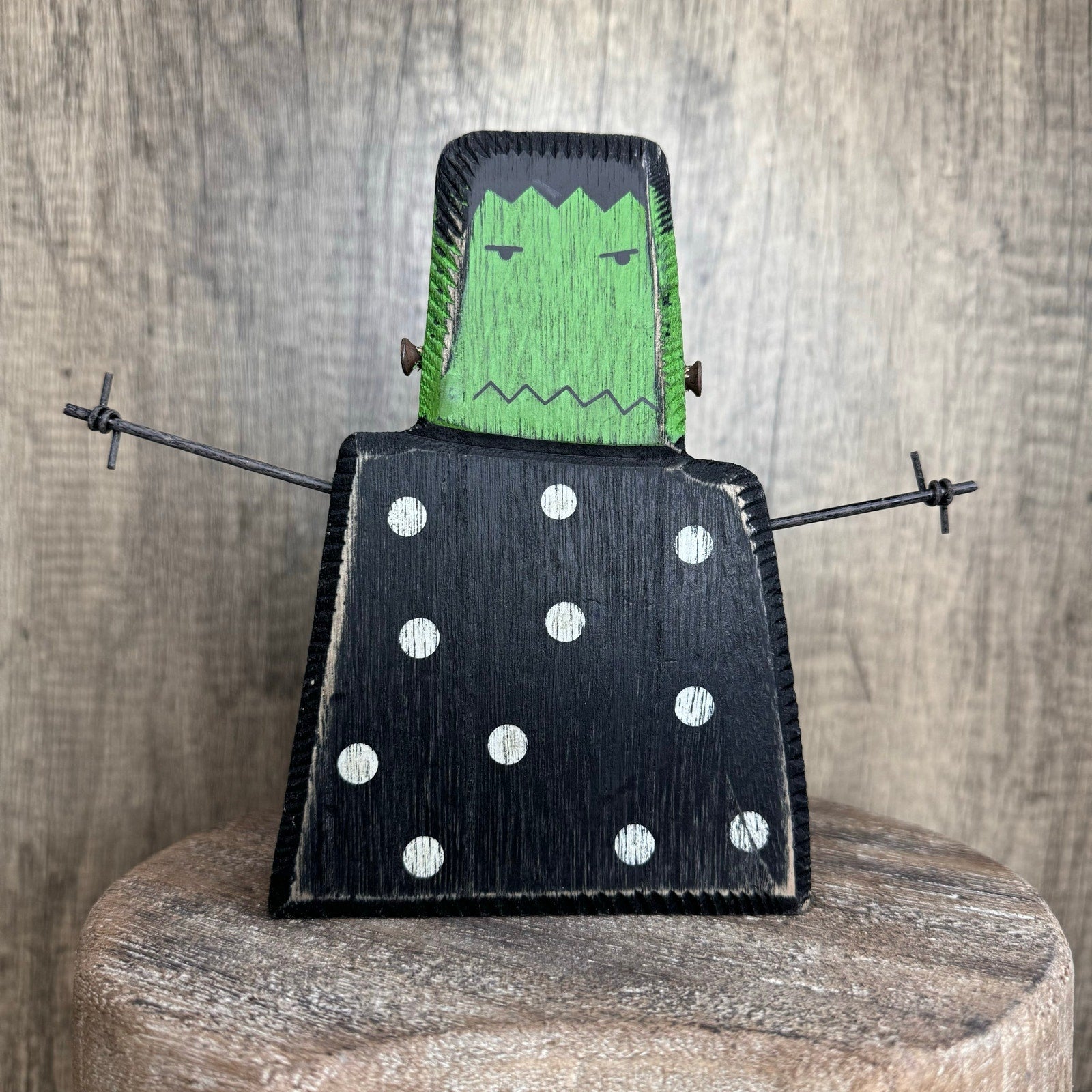 Rustic Halloween Home Decor Sitter Wood Frankenstein Fall Monster FAST SHIP NEW