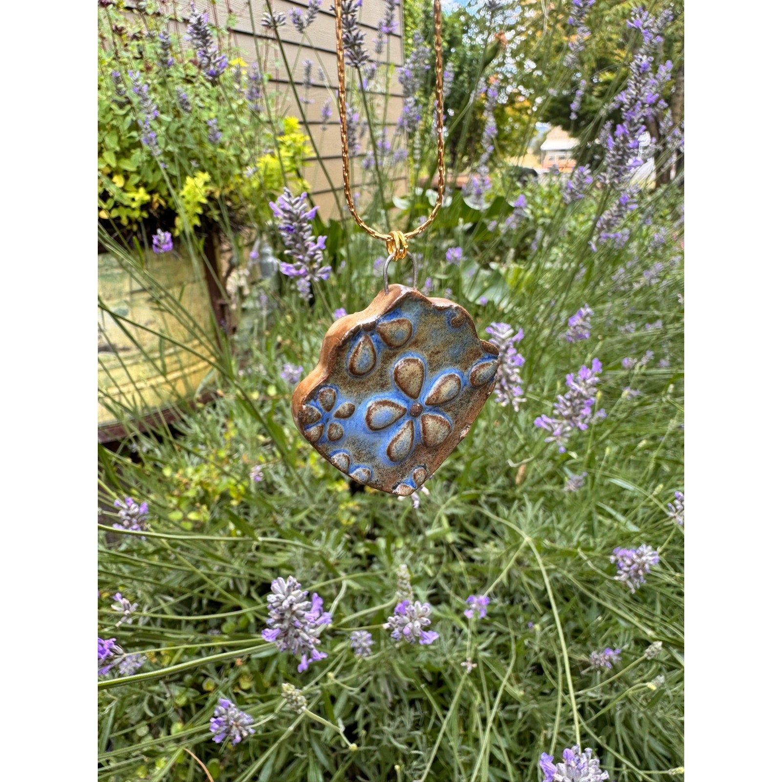 Daisy Ceramic Pendant Necklace Ceramic Kiln Fired Handcrafted Jewelry