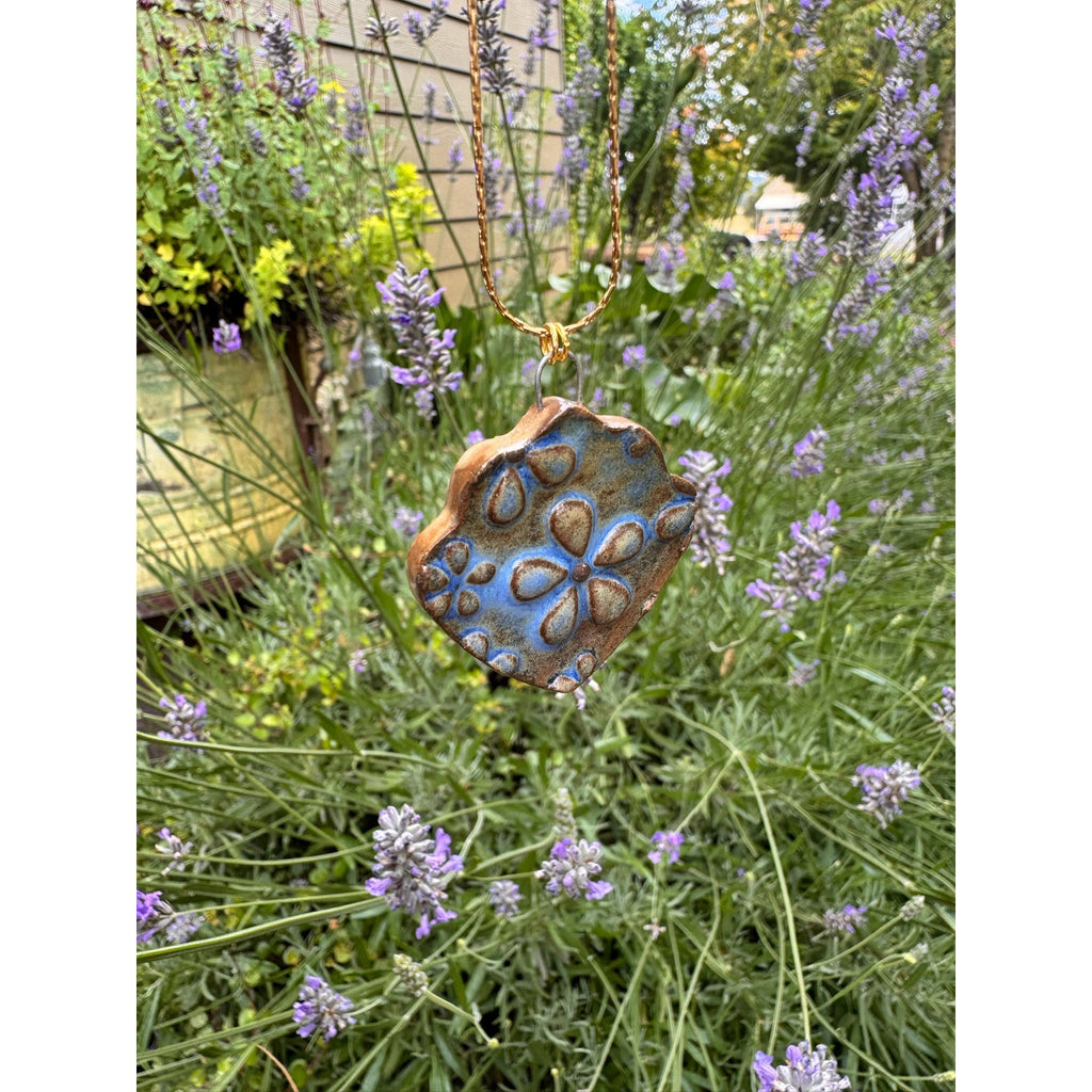 Daisy Ceramic Pendant Necklace Ceramic Kiln Fired Handcrafted Jewelry
