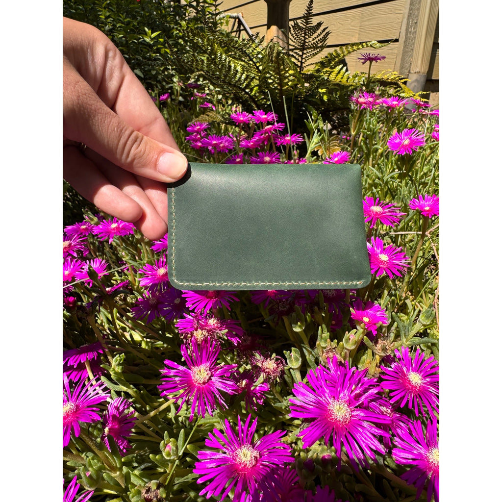 Genuine Leather Wallet  DARK GREEN Credit Card Holder Wallet NEW FAST SHIP