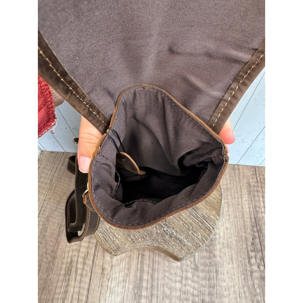 Genuine Leather Crossbody Purse GRIZZLY BROWN Leather Bag Passport Phone Bag