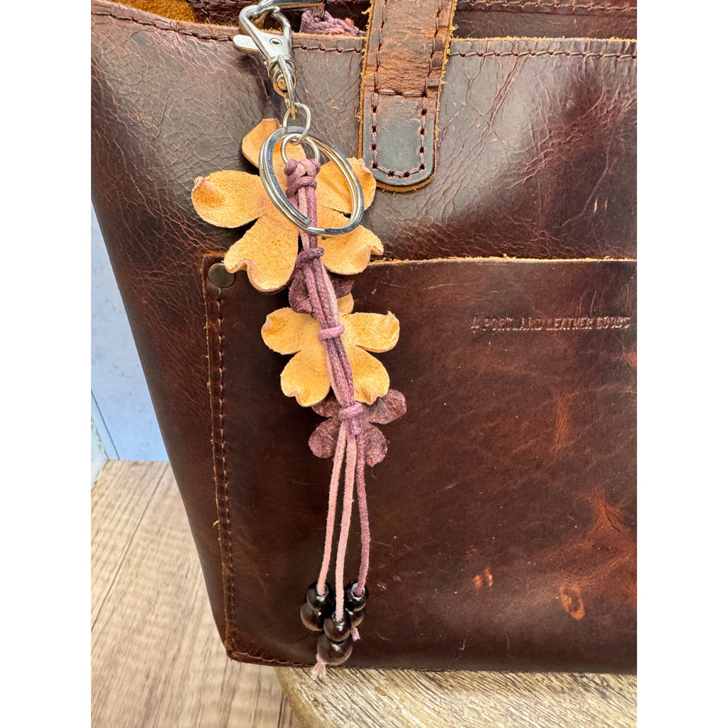 Plumeria Flower Bag Charm Genuine Leather Flower Bag Charm Beige Flower Charm