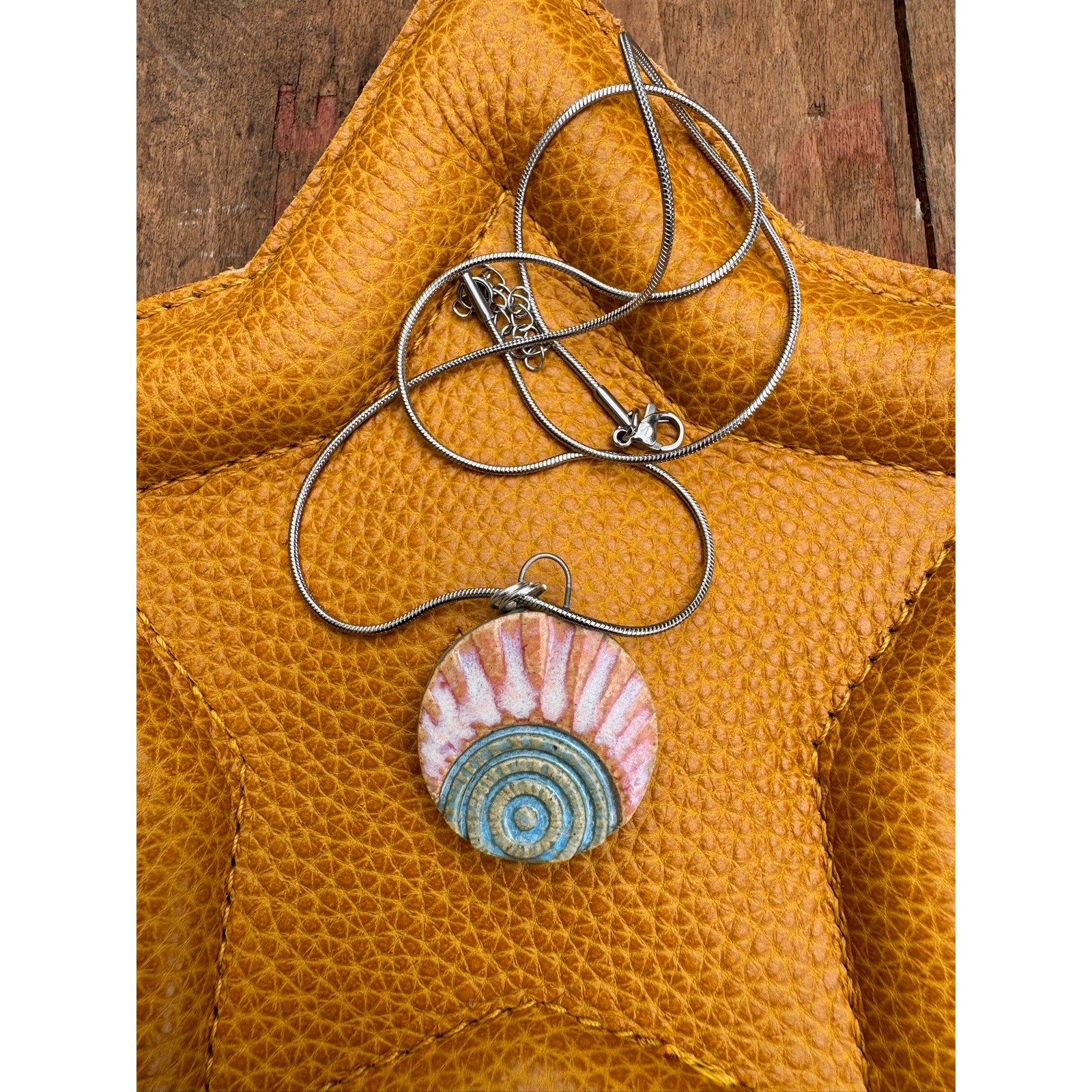 Boho Round Sunburst Pendant Necklace Handcrafted Pendant Necklace Jewelry Oregon