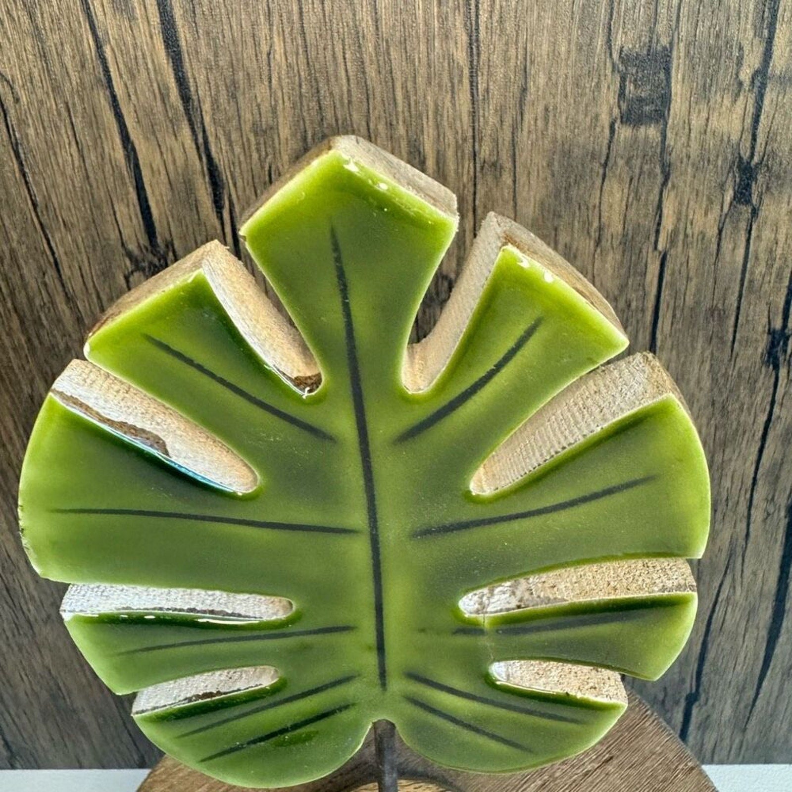 Home Decor Mango Wood Monstera Plant Sitter NEW FAST SHIP
