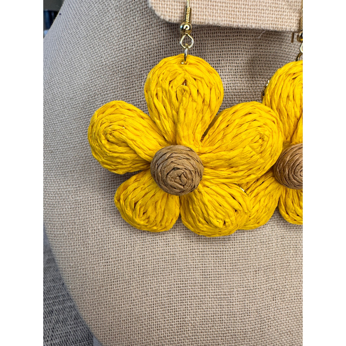 Yelow Daisy Rattan Woven Earrings Boho Earrings Boho Earrings Accessories NEW!