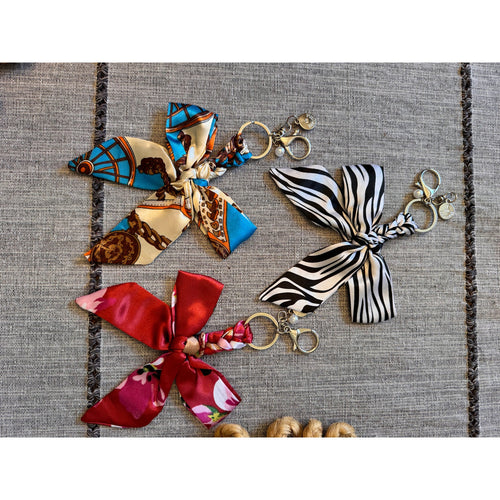 3 Bow Bag Charms Floral Purse Charm Colorful Bows Keychain Purse Accessory