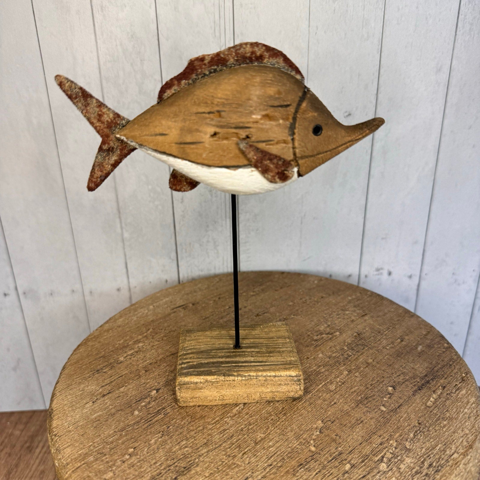 Wood Unicorn Fish Sitter Home Decor Rustic Art Nature Lover Seabird Ocean NEW