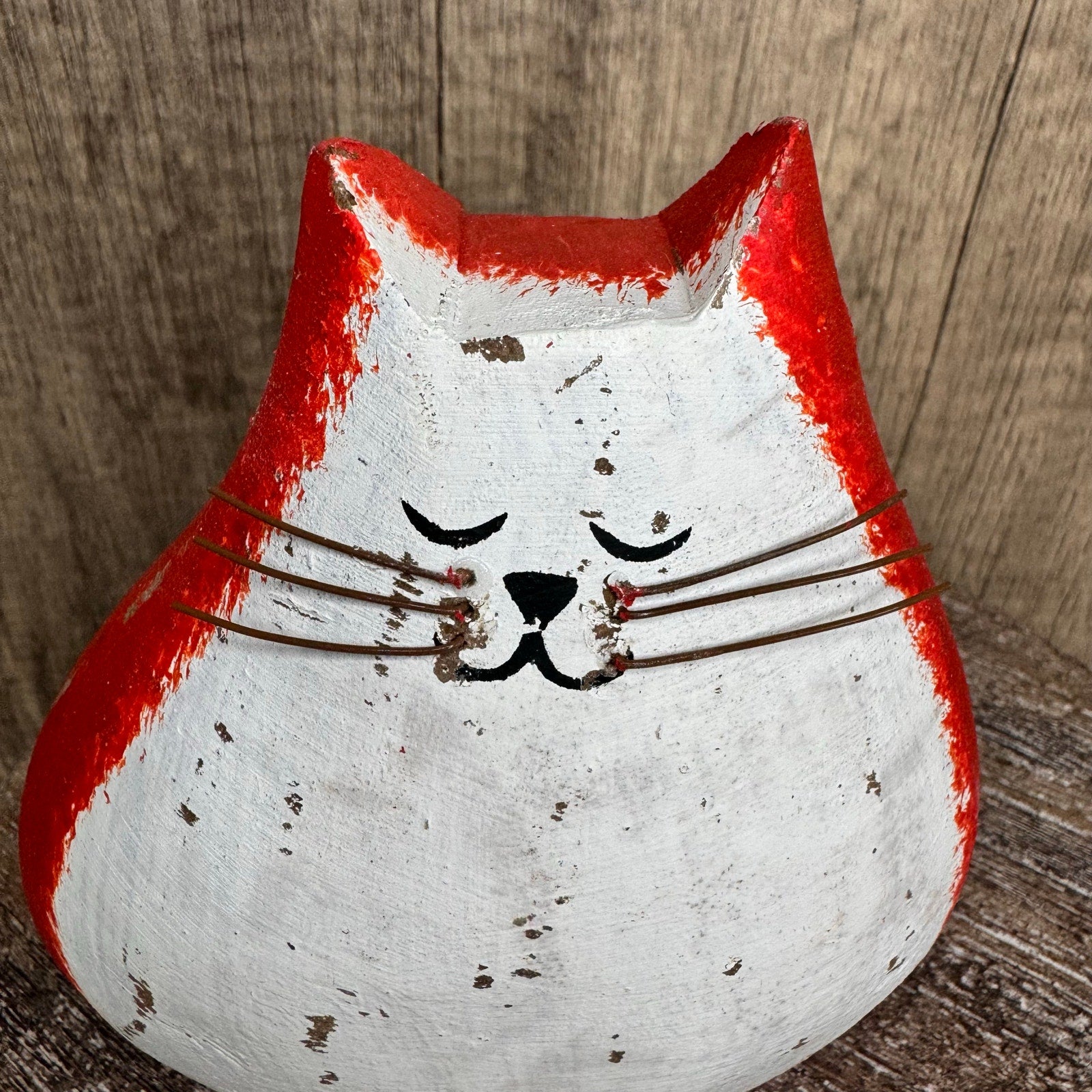 Rustic Tabby Cat Shelf Sitter Wood Love Home Decor Boho Home FAST SHIP