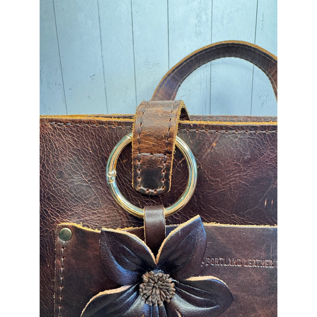 Brown Neutral Flower Daisy Purse Charm Genuine Leather Flower Bag Charm NEW!
