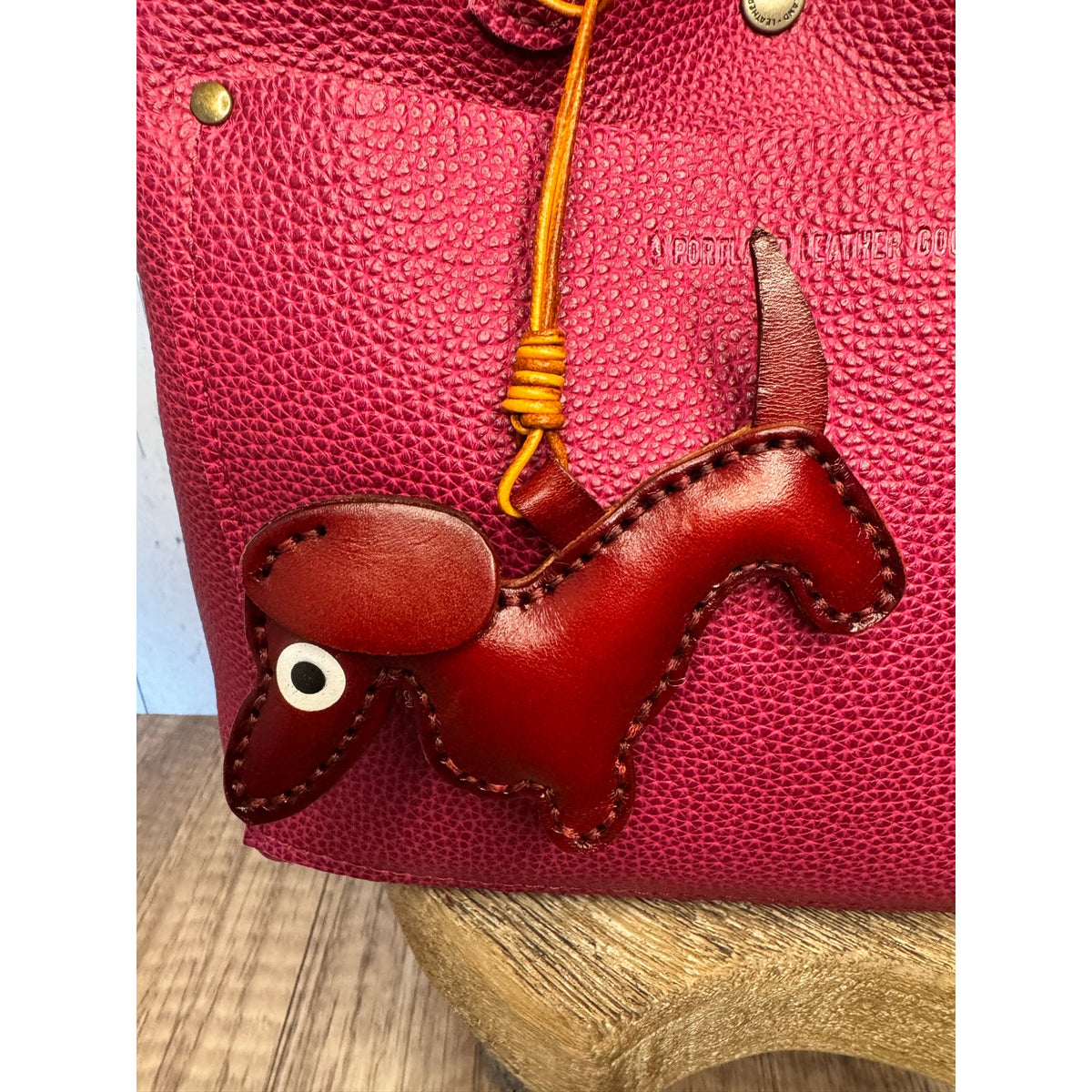 Brown Genuine Leather Dog Bag Charm Dachshund Wiener Dog Purse Charm Dogs