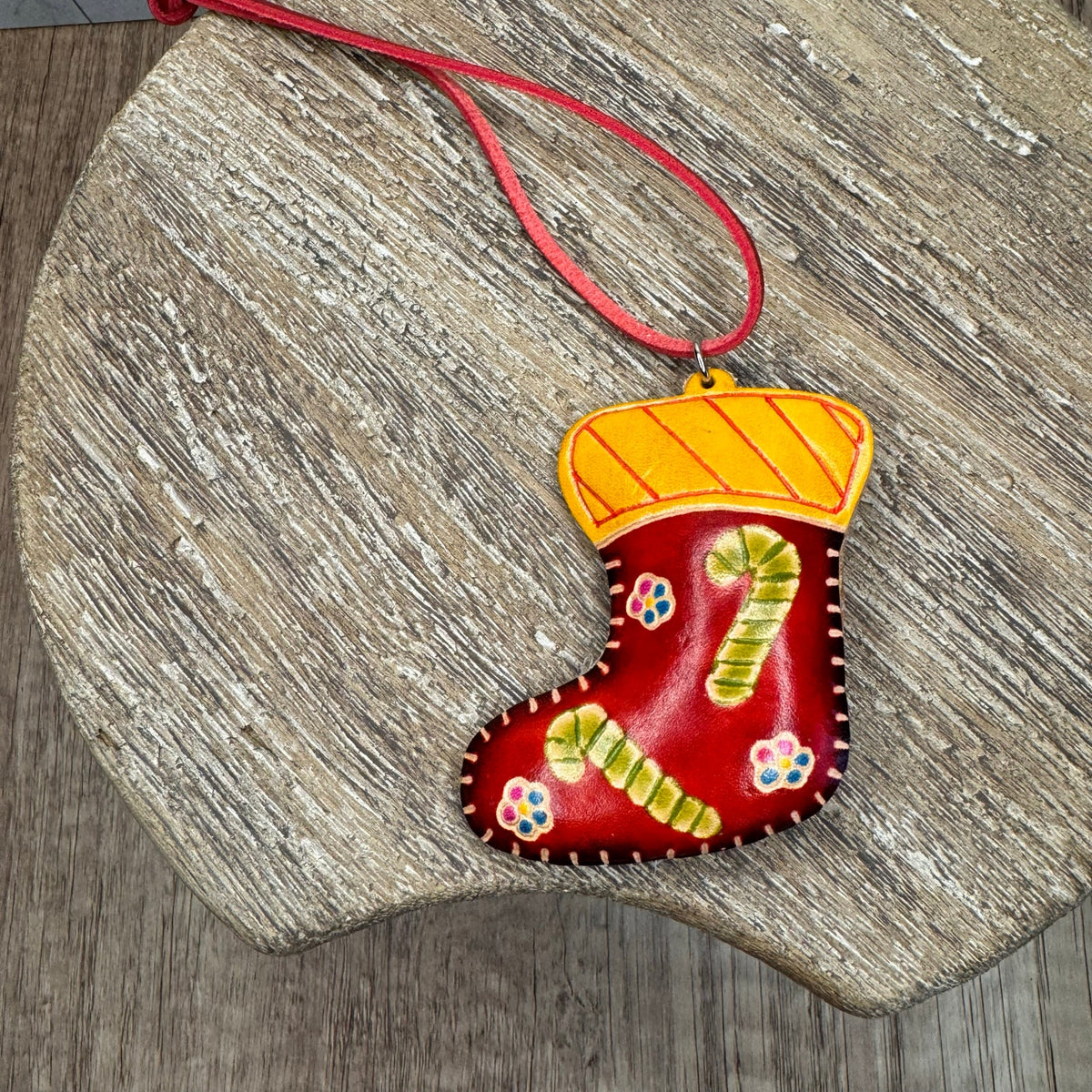 Christmas Stocking Purse Charm Genuine Leather Christmas Bag Charm Holiday Flair